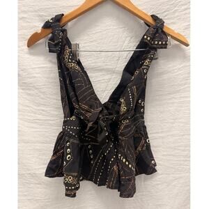 Stone‎ Cold Fox Art Deco 100% Silk Blouse Size 0 Summer Spring